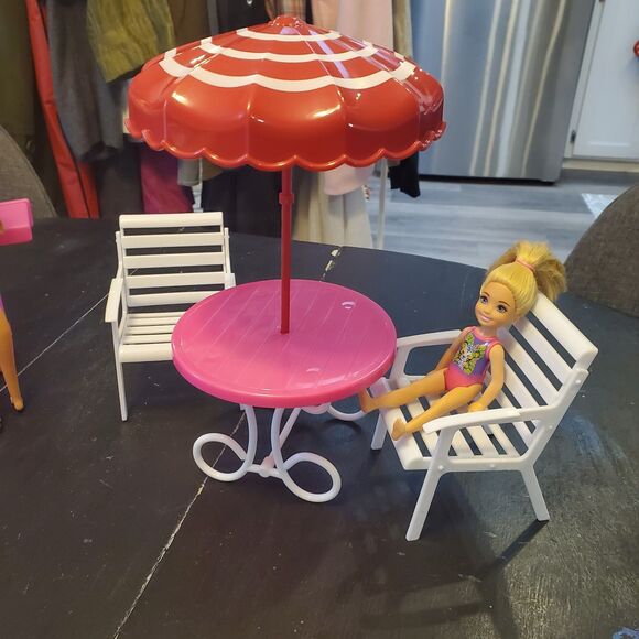 Vintage Barbie Pool Party Set Table Chairs BBQ Lounger Pool Floaties *No Dolls - Picture 4 of 7